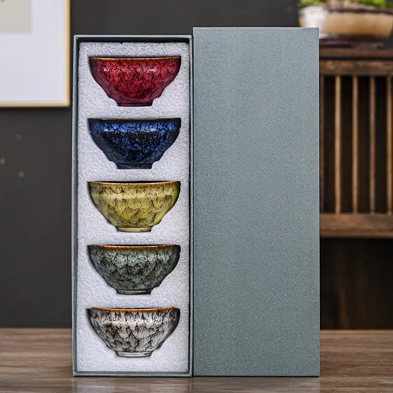 Five Element Ceramic Tea Cups, Set of 5 in a Gift Box, view 10