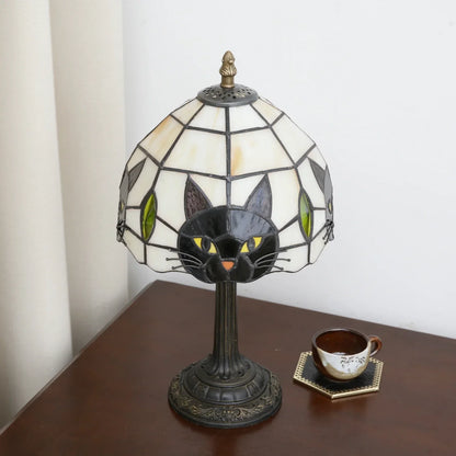 Stained Glass Table Lamp with a Cat Face Shade, view 7