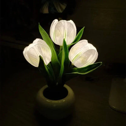 LED Tulip Lamp in a Vase, White, Orange or Pink, view 7
