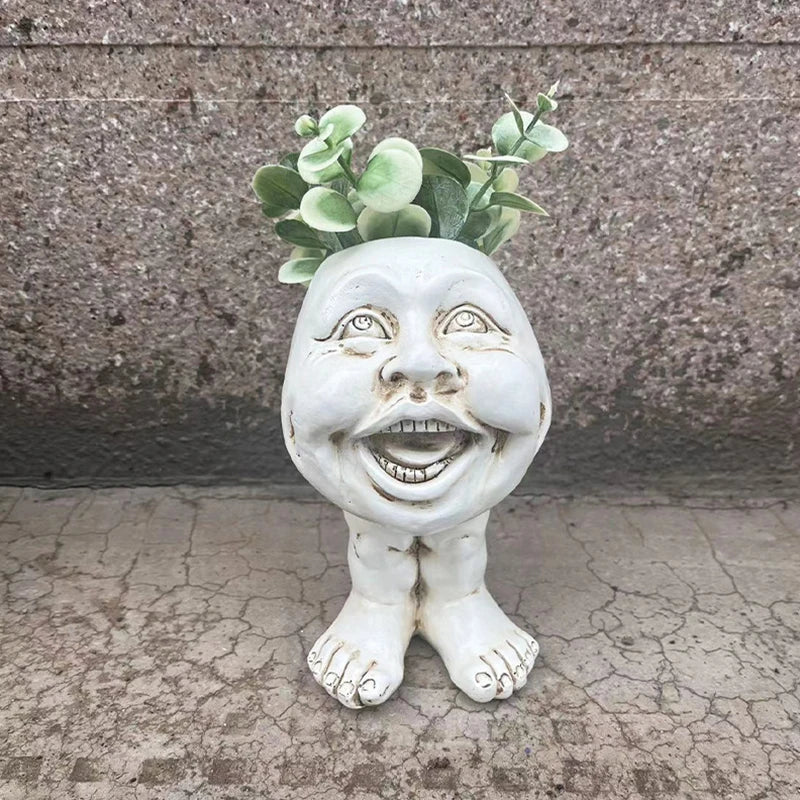 Resin Face Planter with Drainage Hole, Six Characters, view 17