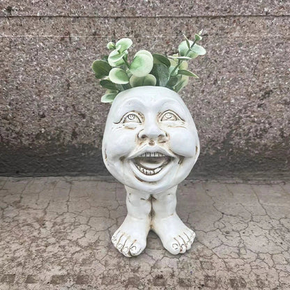 Resin Face Planter with Drainage Hole, Six Characters, view 17
