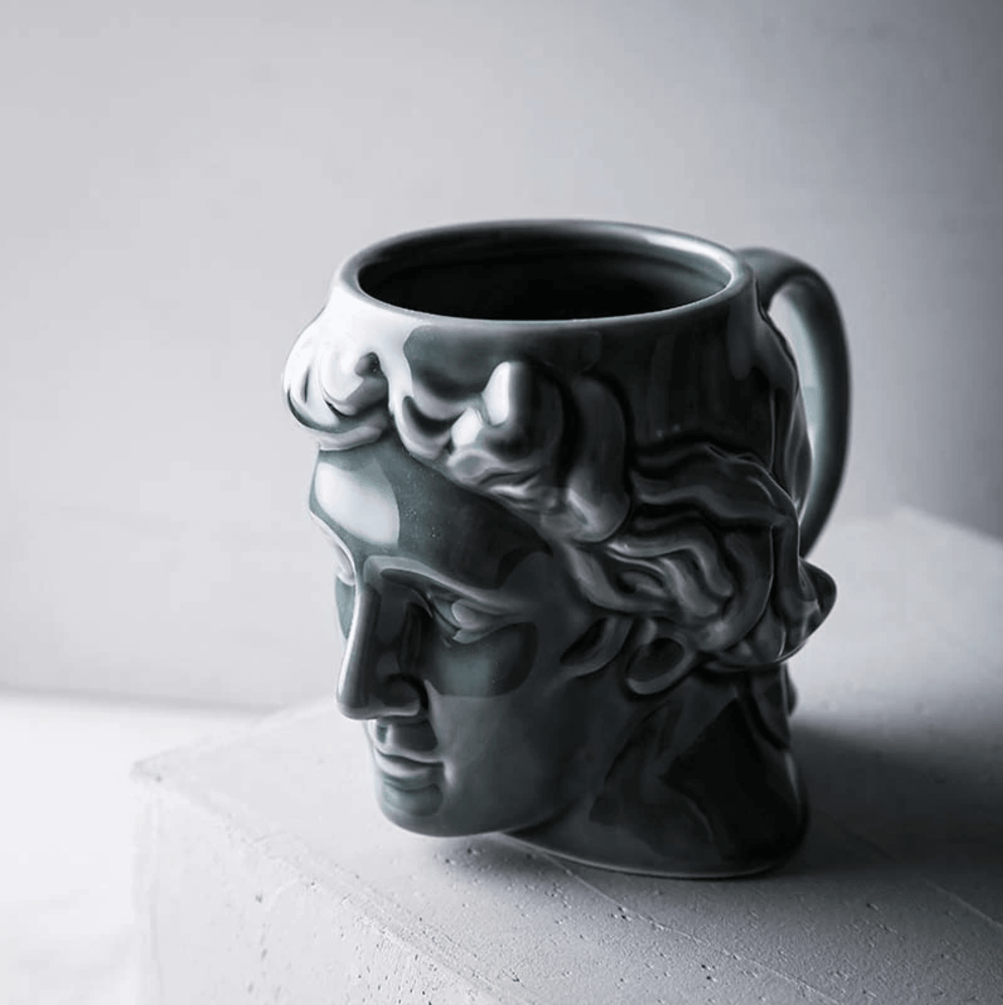 Sculpted David Head Ceramic Mug, 19 oz, view 3
