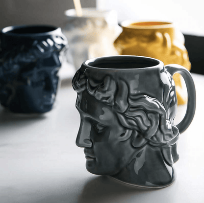 Sculpted David Head Ceramic Mug, 19 oz, view 4