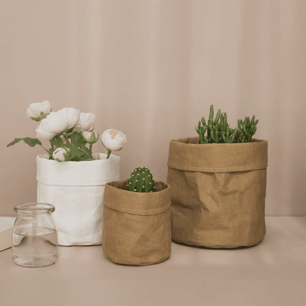 Coated Fabric Planter Basket with Fold Down Rim, view 3