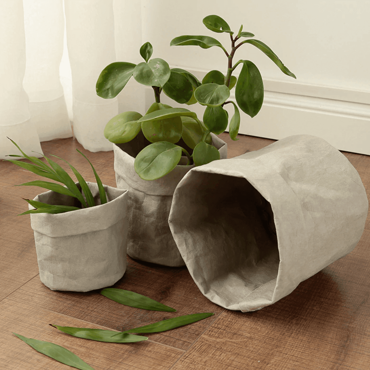 Coated Fabric Planter Basket with Fold Down Rim, view 2