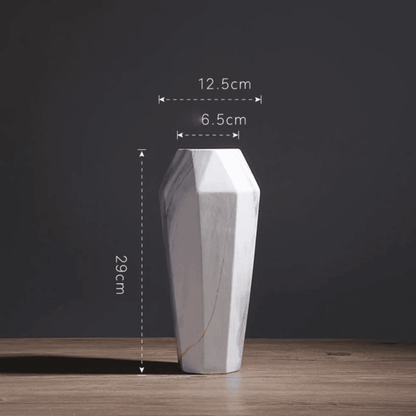 Faceted Ceramic Vases with a Marbled Finish, Five Sizes, view 19