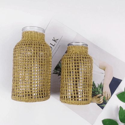 Glass Bud Vase with Hemp Rope Wrap, Two Sizes, view 2