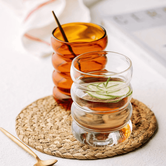 Hand Blown Bubble Glass Cups, 10 oz
