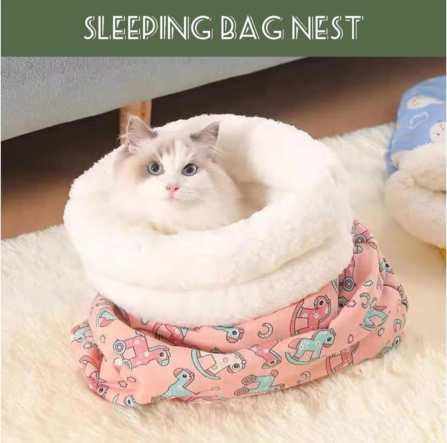 Plush Cat Sleeping Pouch Bed for Small Pets, view 4