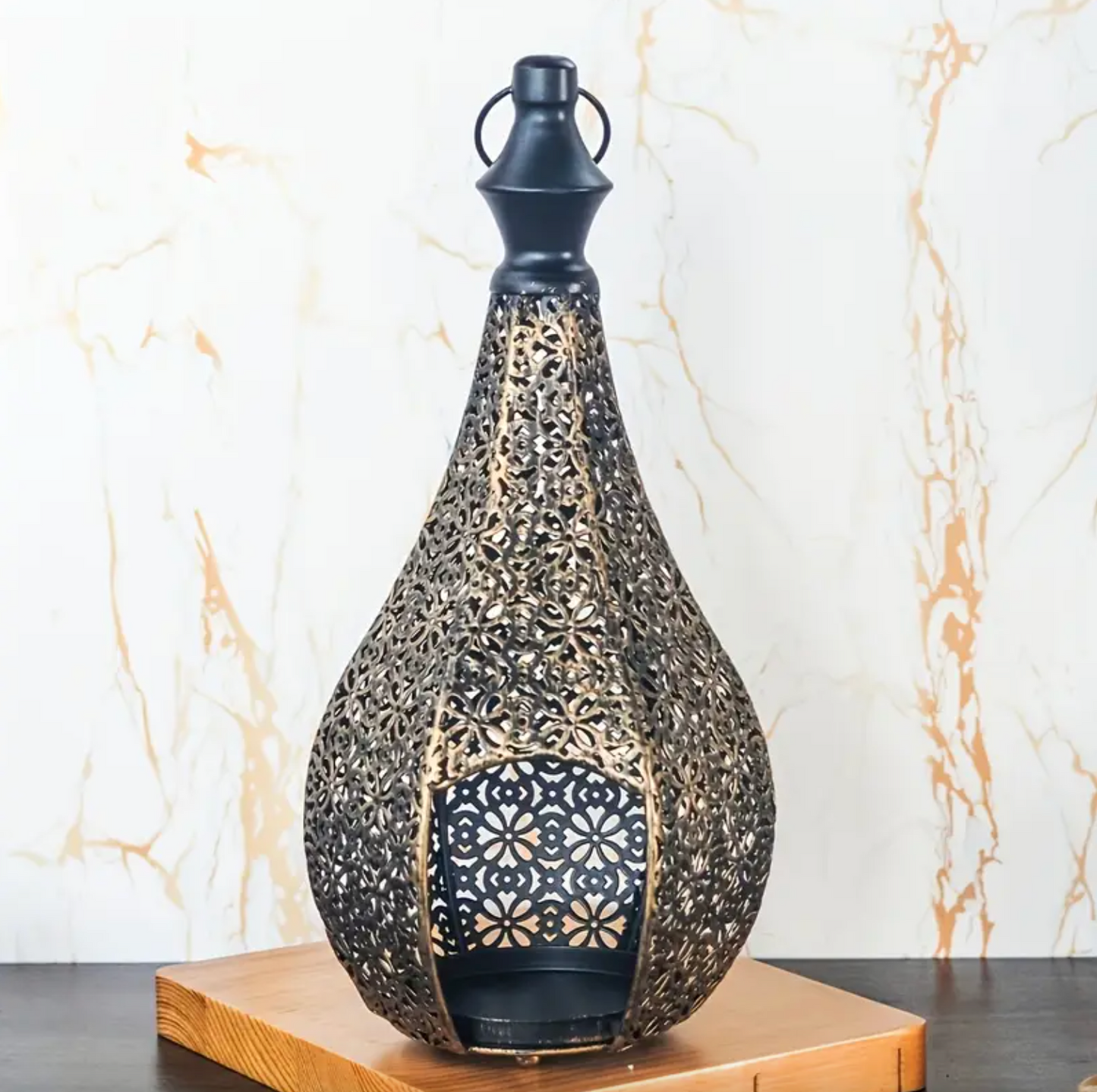 Moroccan Style Cut Metal Candle Lantern, view 7