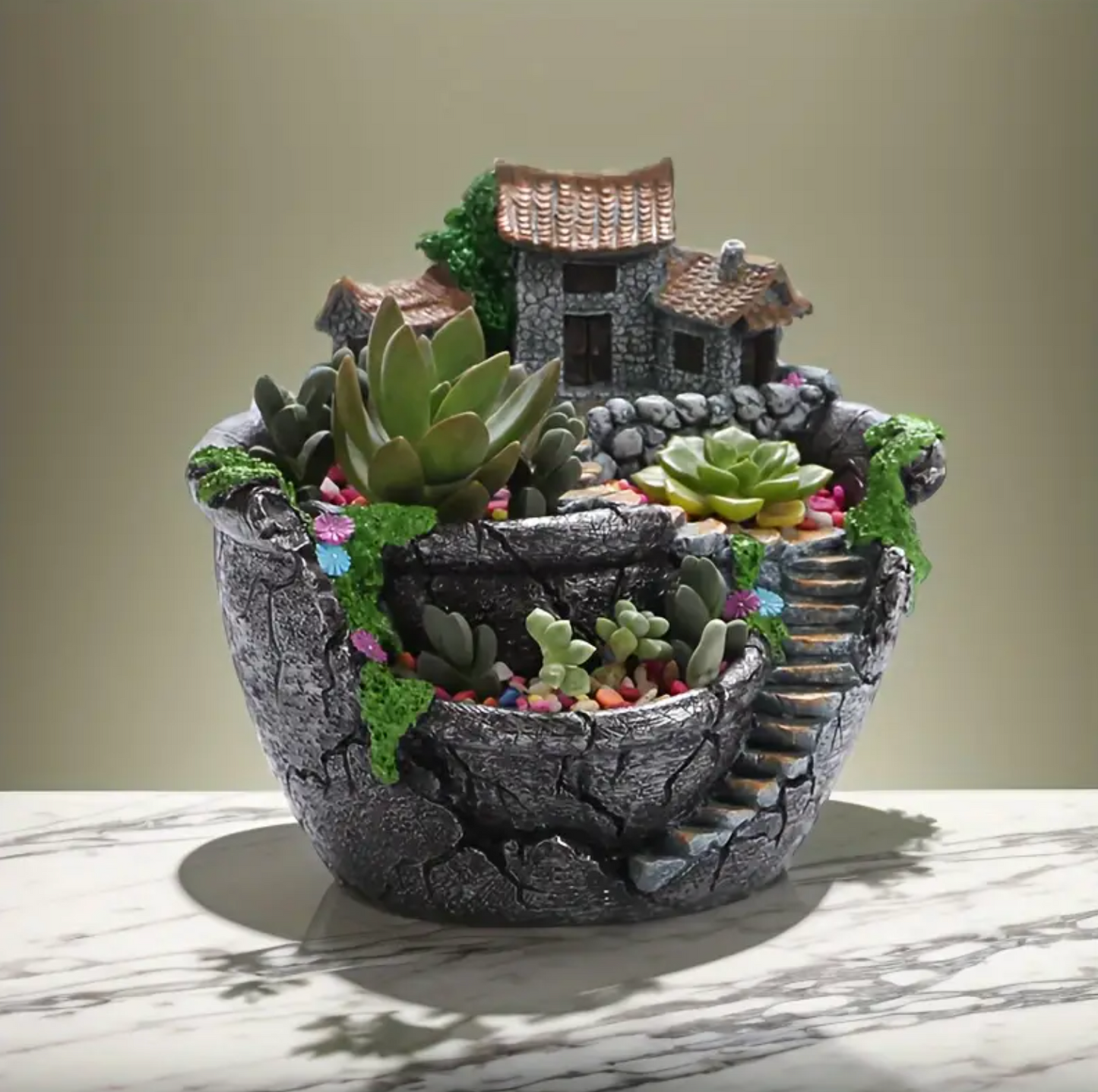 Three Tier Castle Courtyard Planter for Succulents