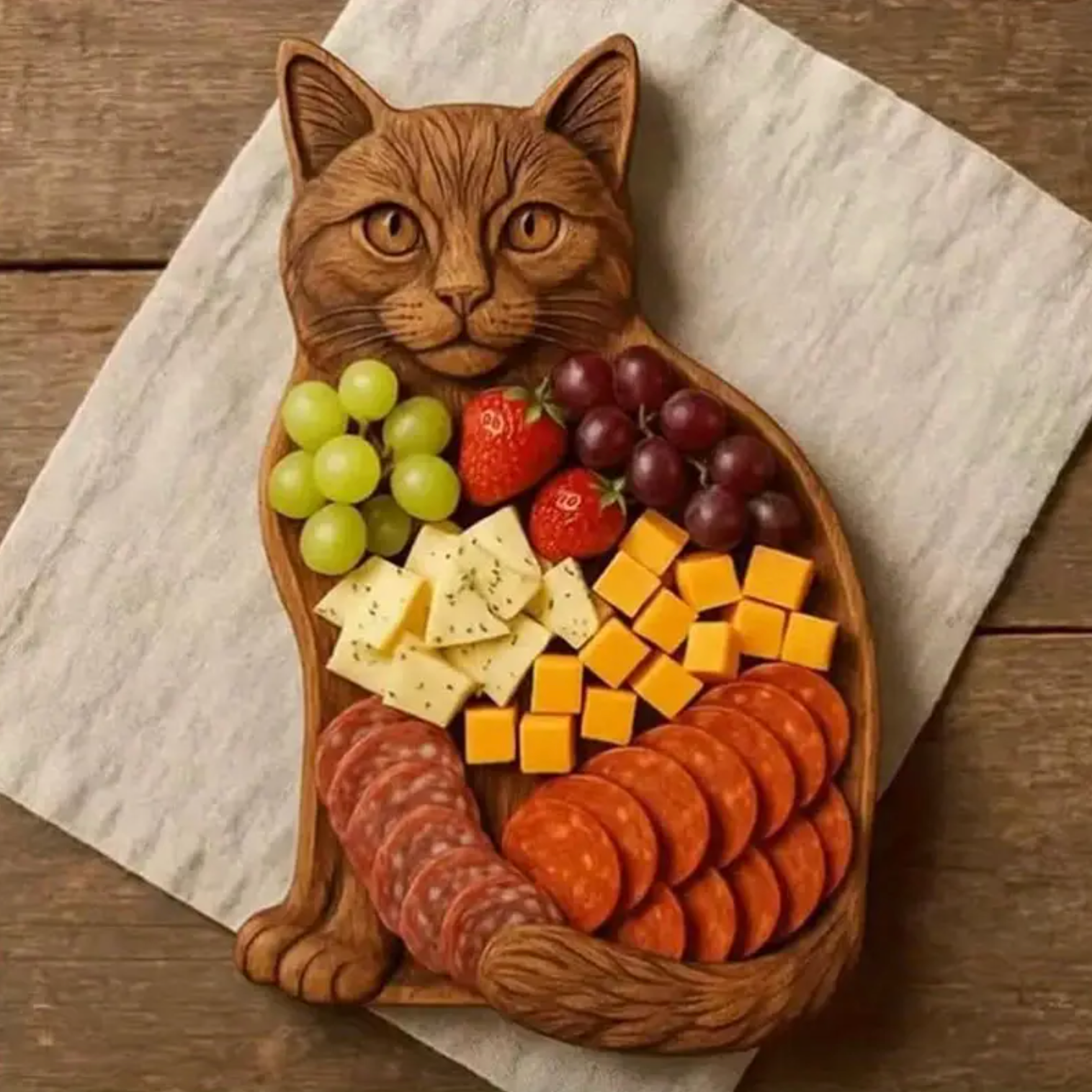 Cat Shaped Wooden Charcuterie Serving Board