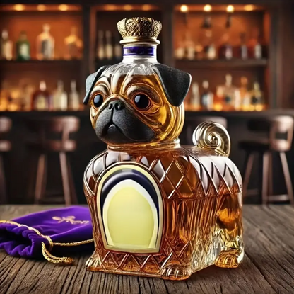 Pug Dog Glass Decanter for Whiskey and Wine