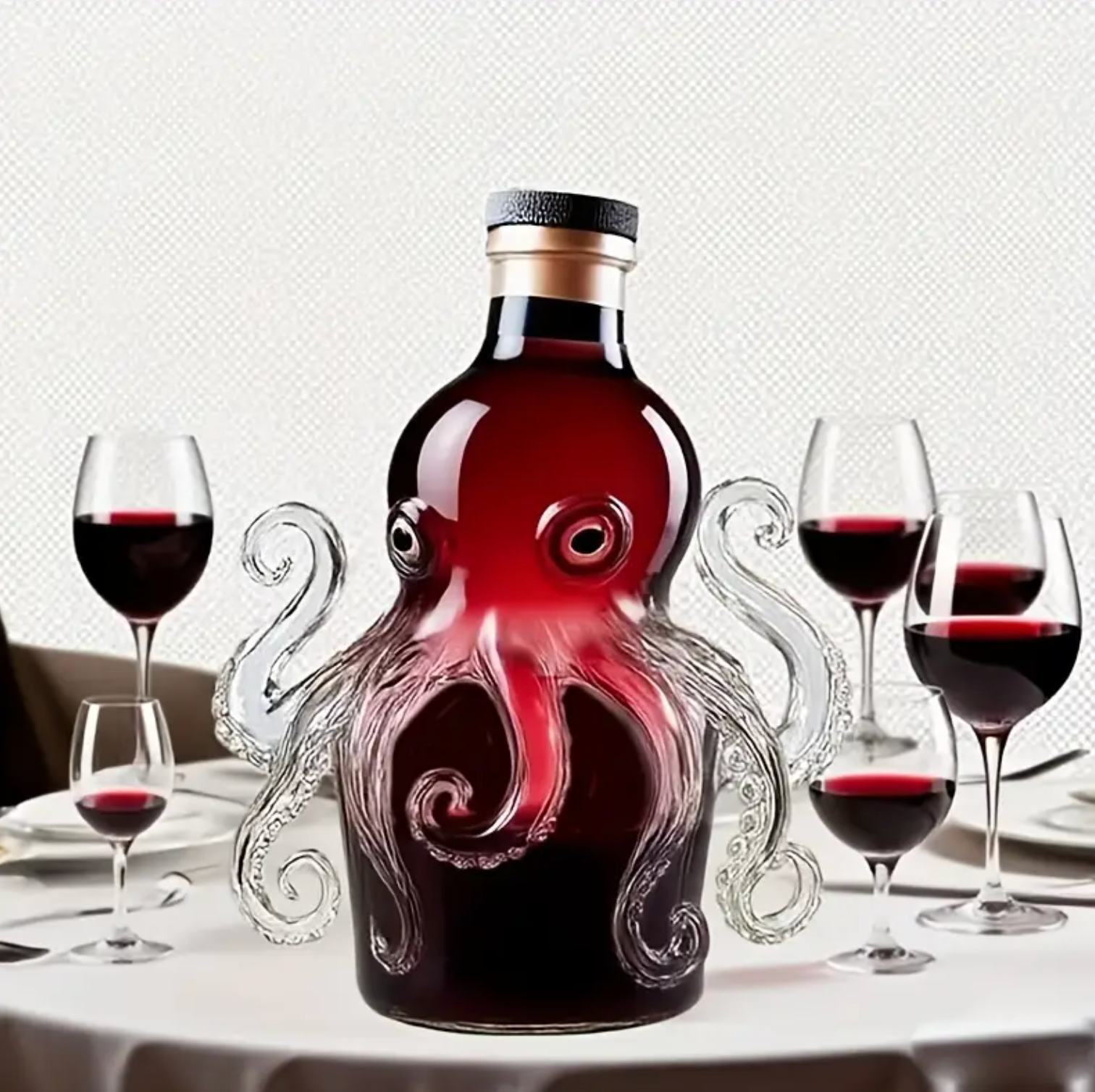 Small Octopus Glass Decanter with Resin Base, 10 oz