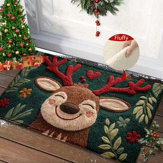 Reindeer Christmas Mat in Plush Microfiber, view 2