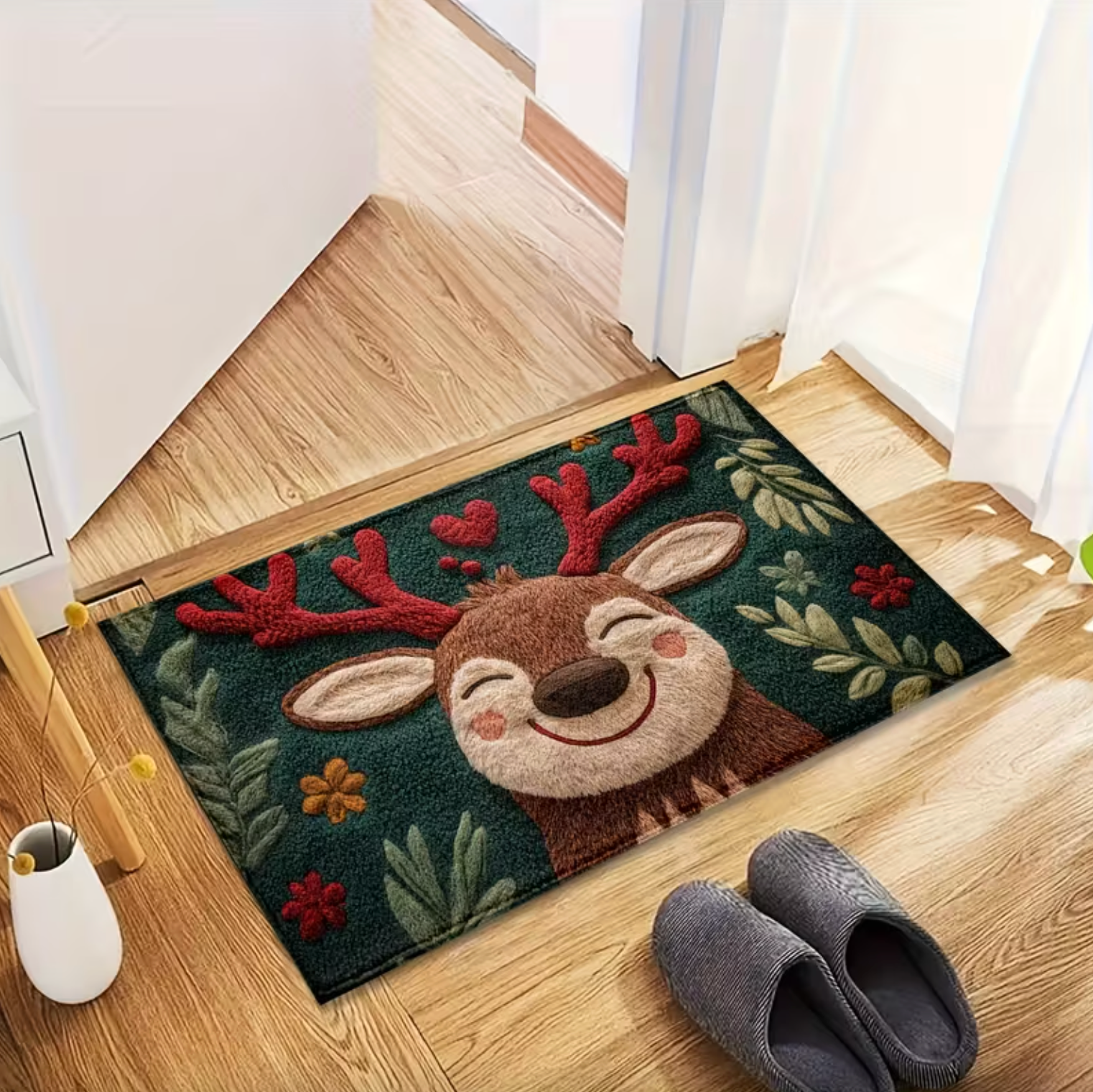Reindeer Christmas Mat in Plush Microfiber, view 3