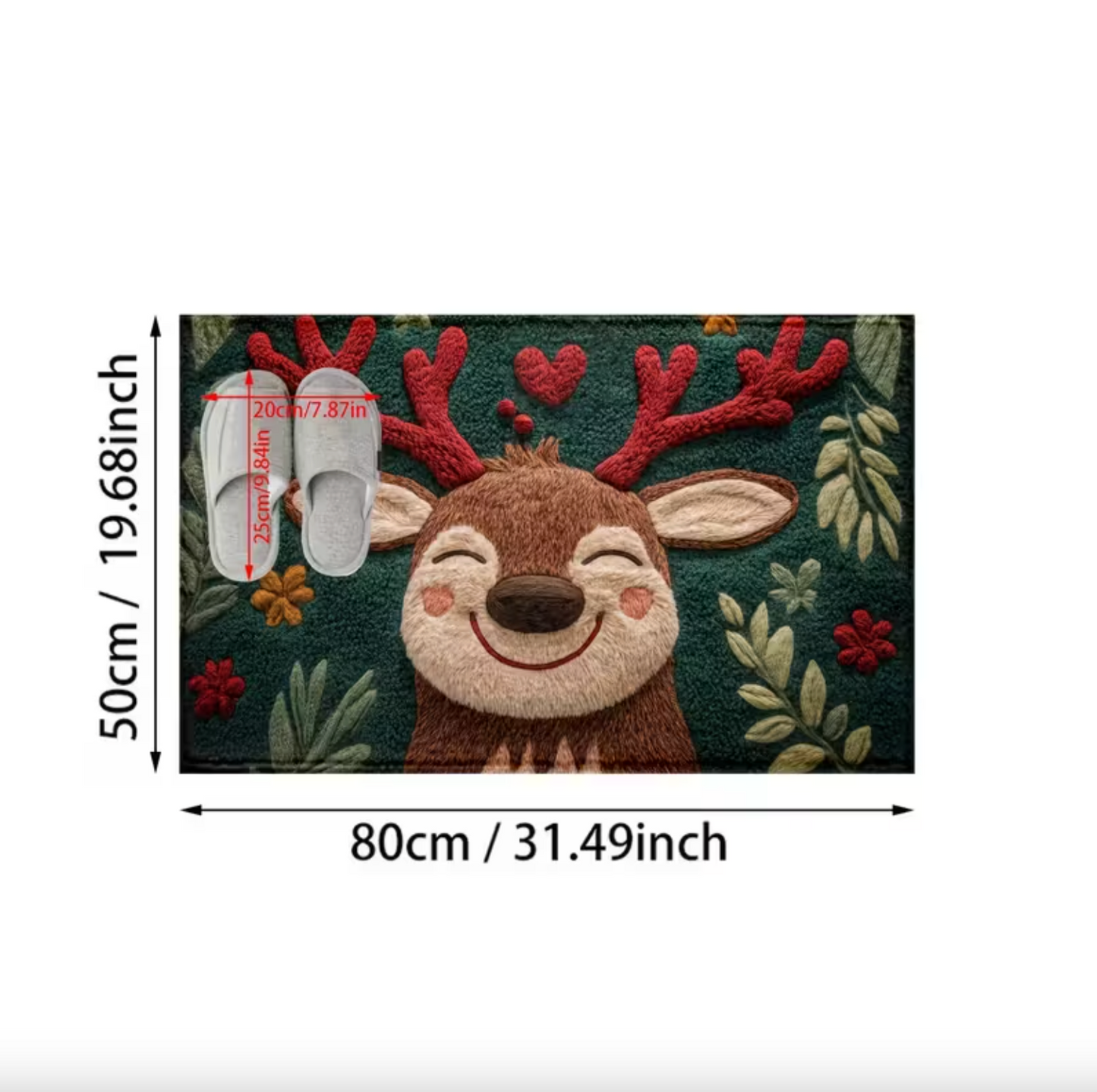 Reindeer Christmas Mat in Plush Microfiber, view 9
