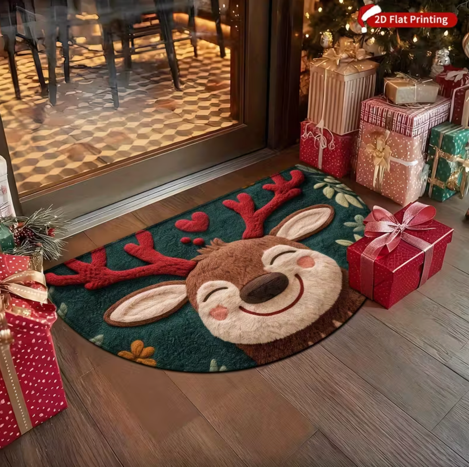 Reindeer Christmas Mat in Plush Microfiber, view 5