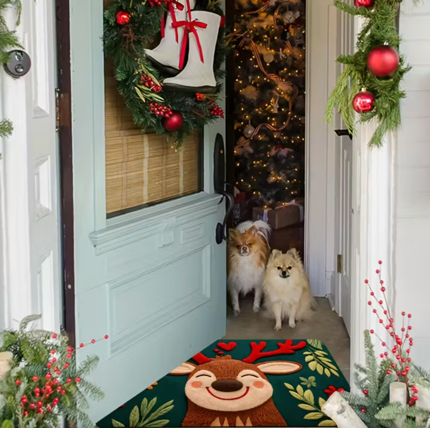 Reindeer Christmas Mat in Plush Microfiber, view 7
