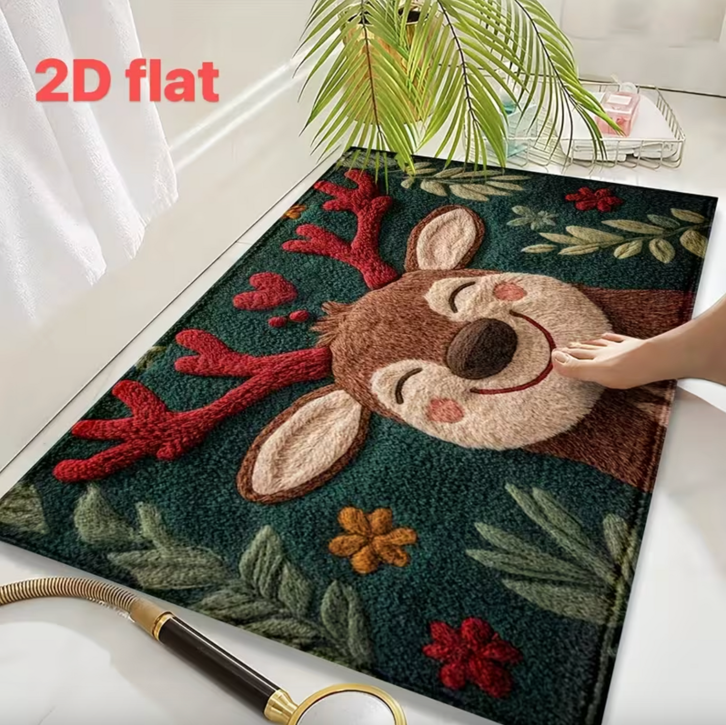 Reindeer Christmas Mat in Plush Microfiber, view 8
