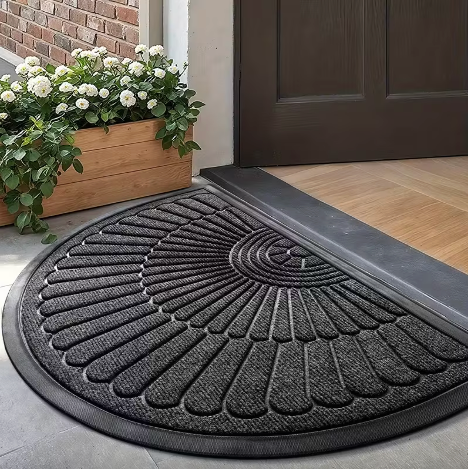 Half Moon Door Mat with Rubber Backing, Two Sizes