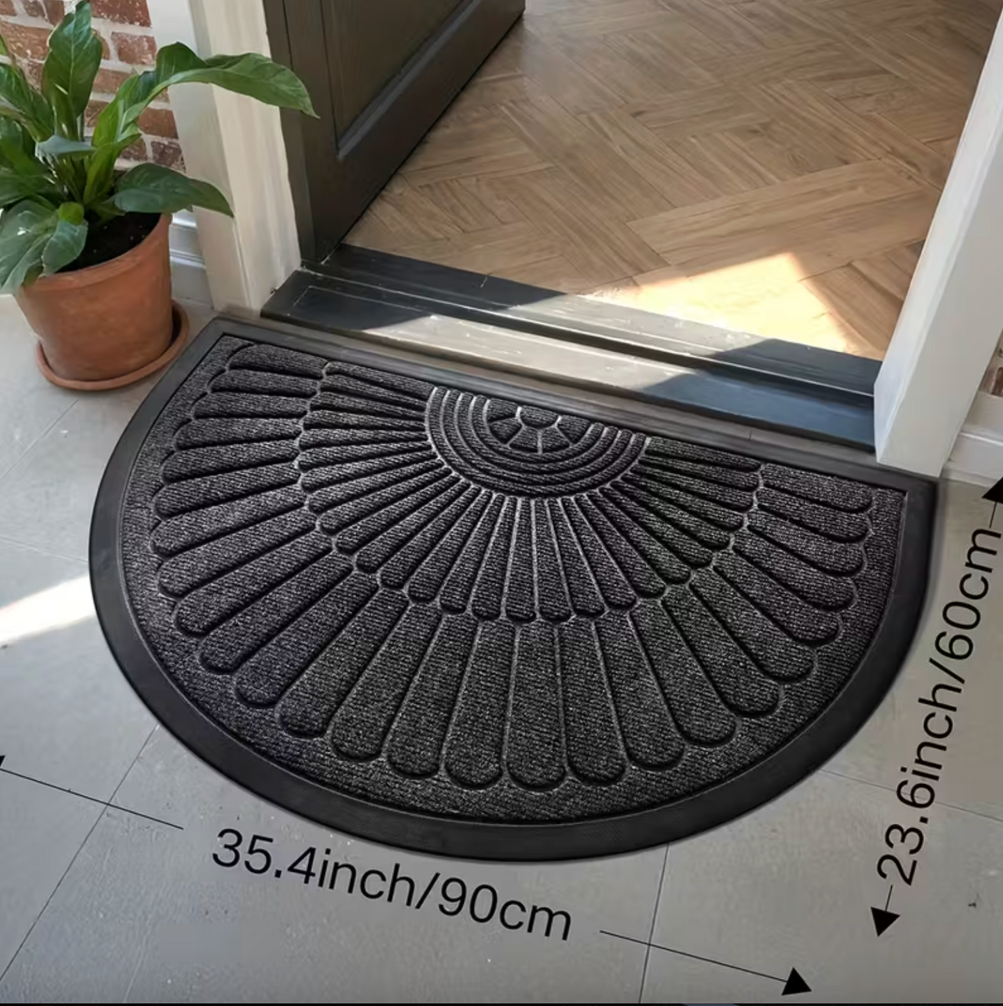Half Moon Door Mat with Rubber Backing, Two Sizes, view 4