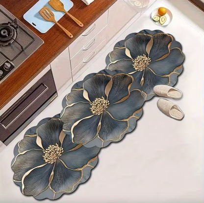 Floral Petal Shaped Floor Mat with Gold Accents, view 3