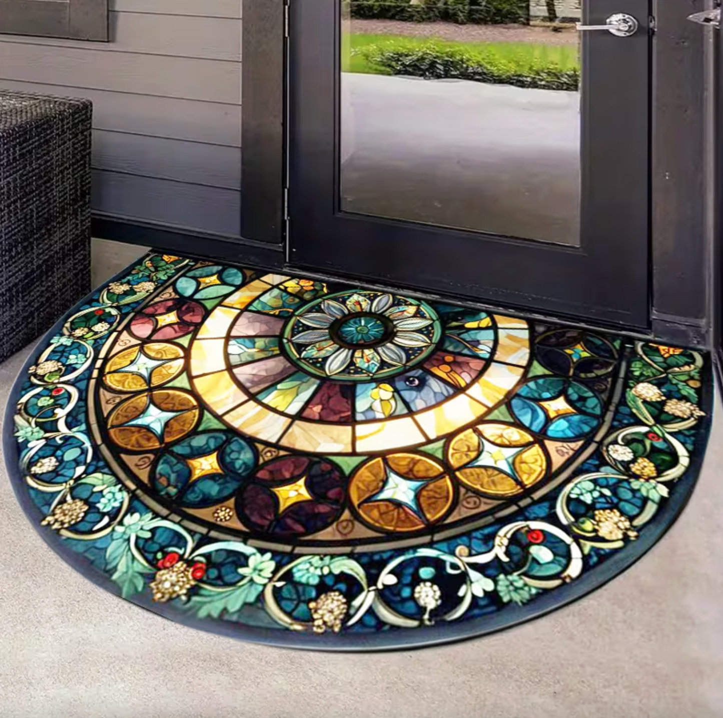 Stained Glass Print Half Round Doormat, 2 Sizes, view 3