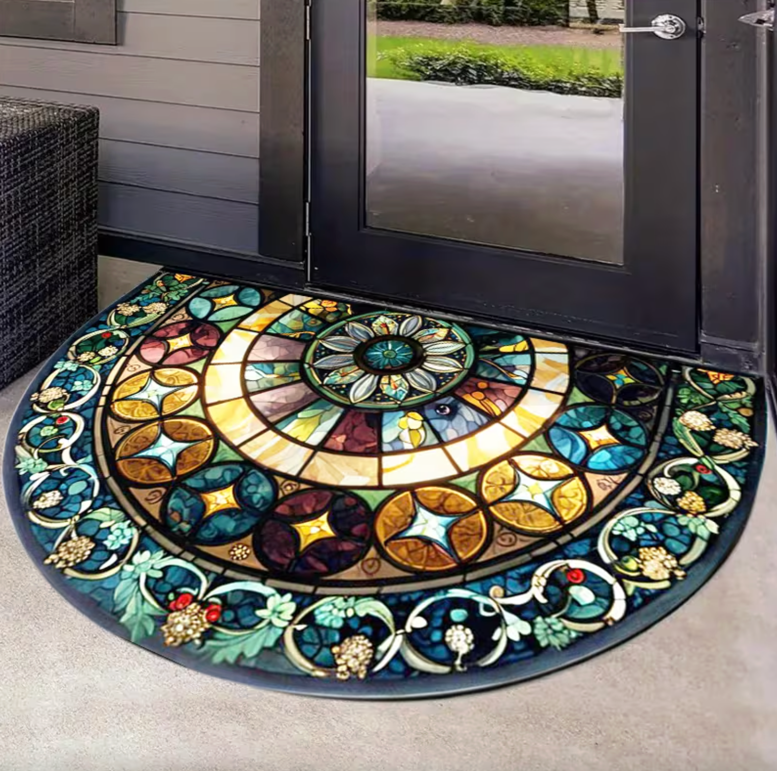 Stained Glass Print Half Round Doormat, 2 Sizes, view 3