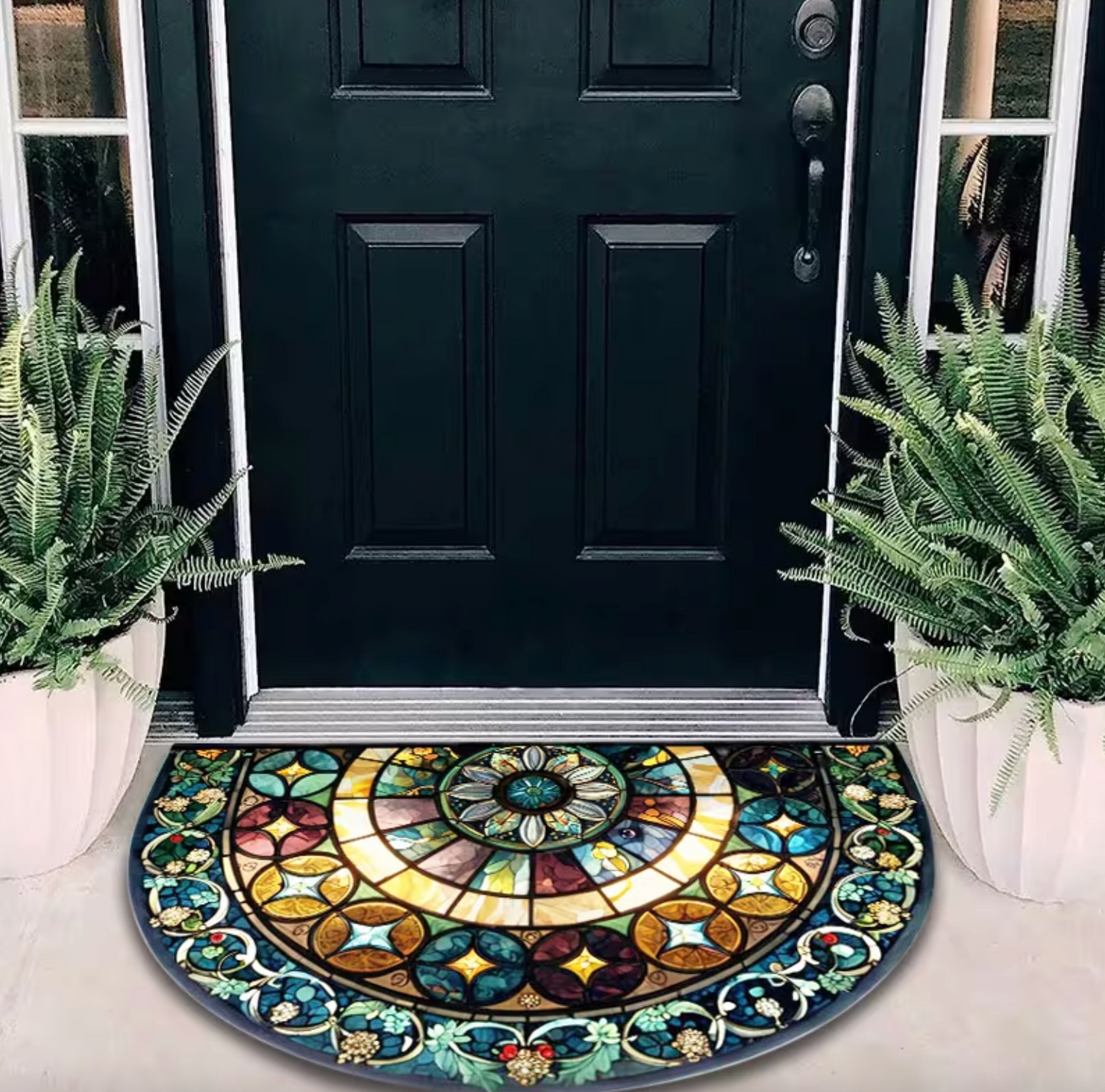 Stained Glass Print Half Round Doormat, 2 Sizes, view 2
