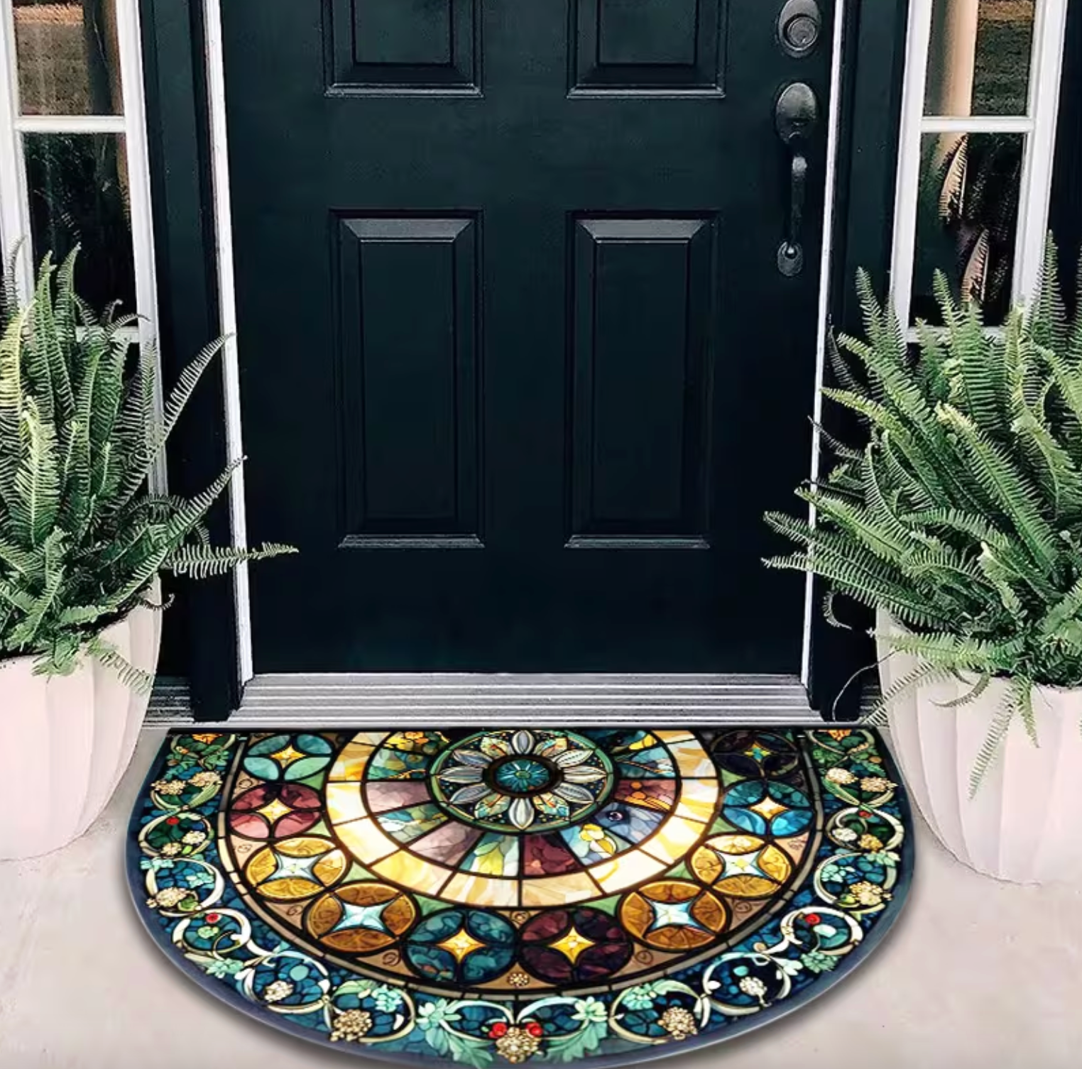 Stained Glass Print Half Round Doormat, 2 Sizes, view 2