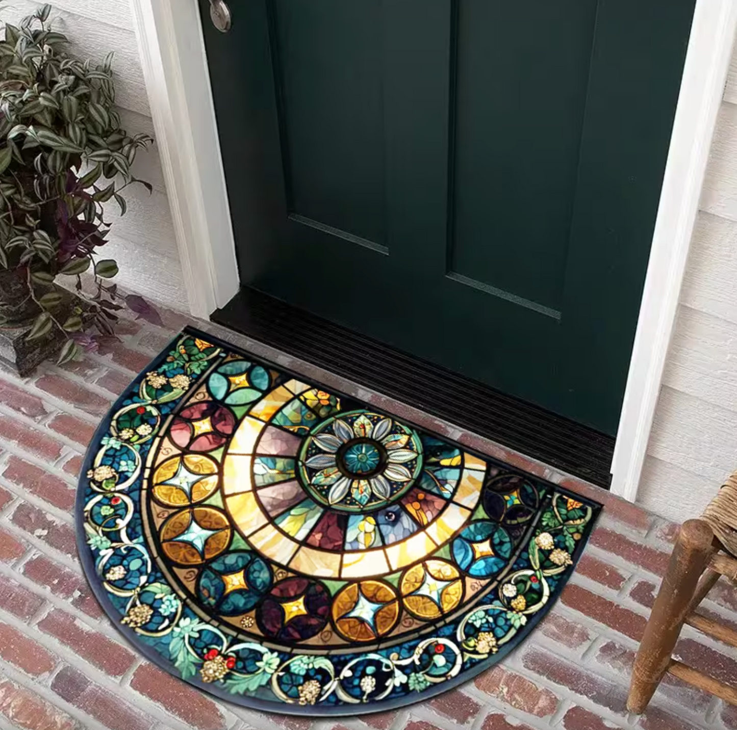 Stained Glass Print Half Round Doormat, 2 Sizes, view 6