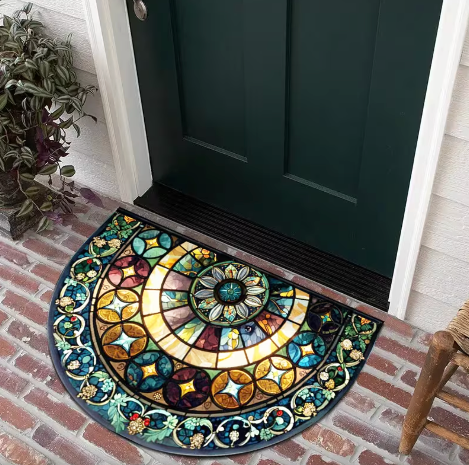 Stained Glass Print Half Round Doormat, 2 Sizes, view 6