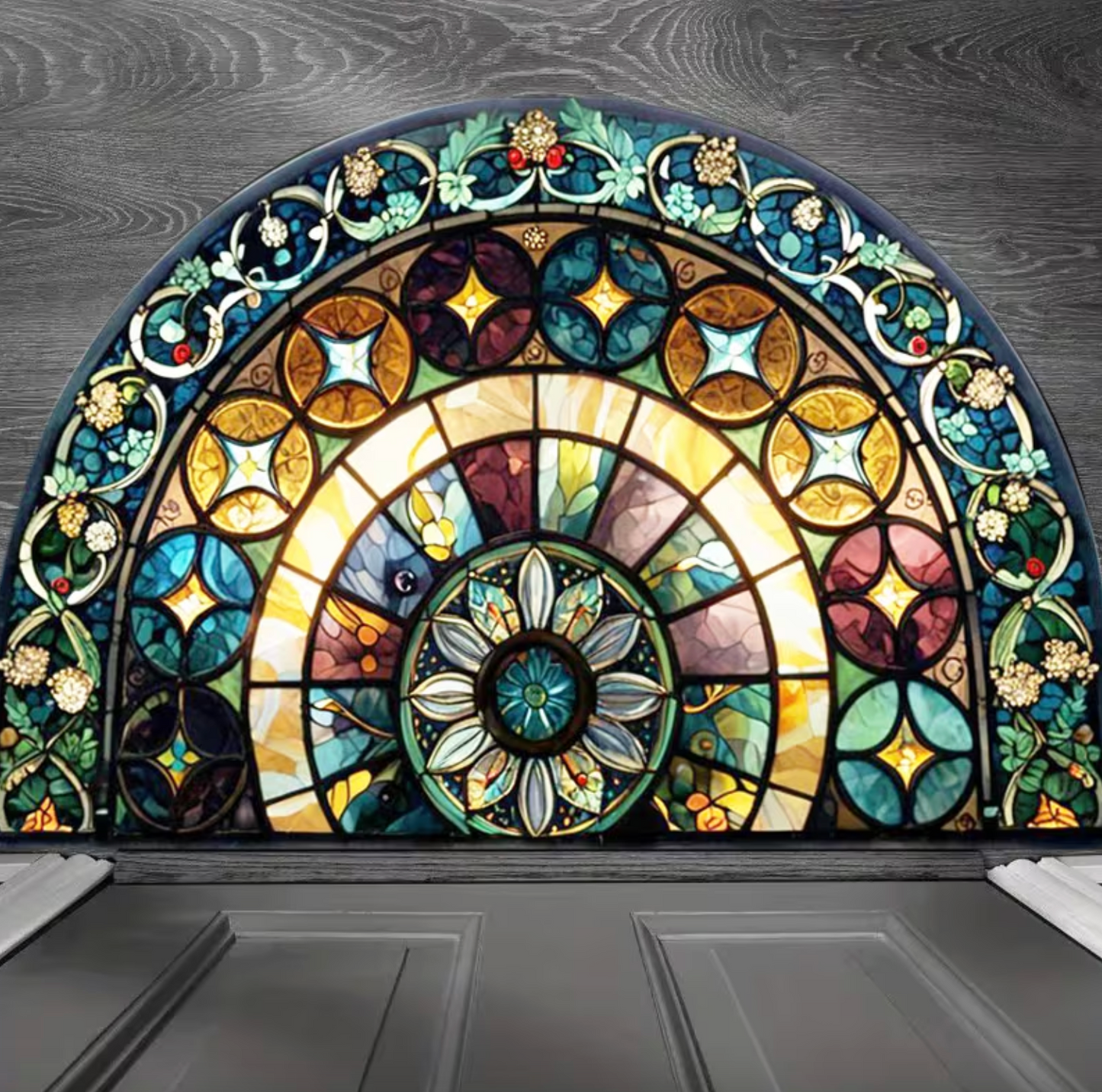 Stained Glass Print Half Round Doormat, 2 Sizes, view 8