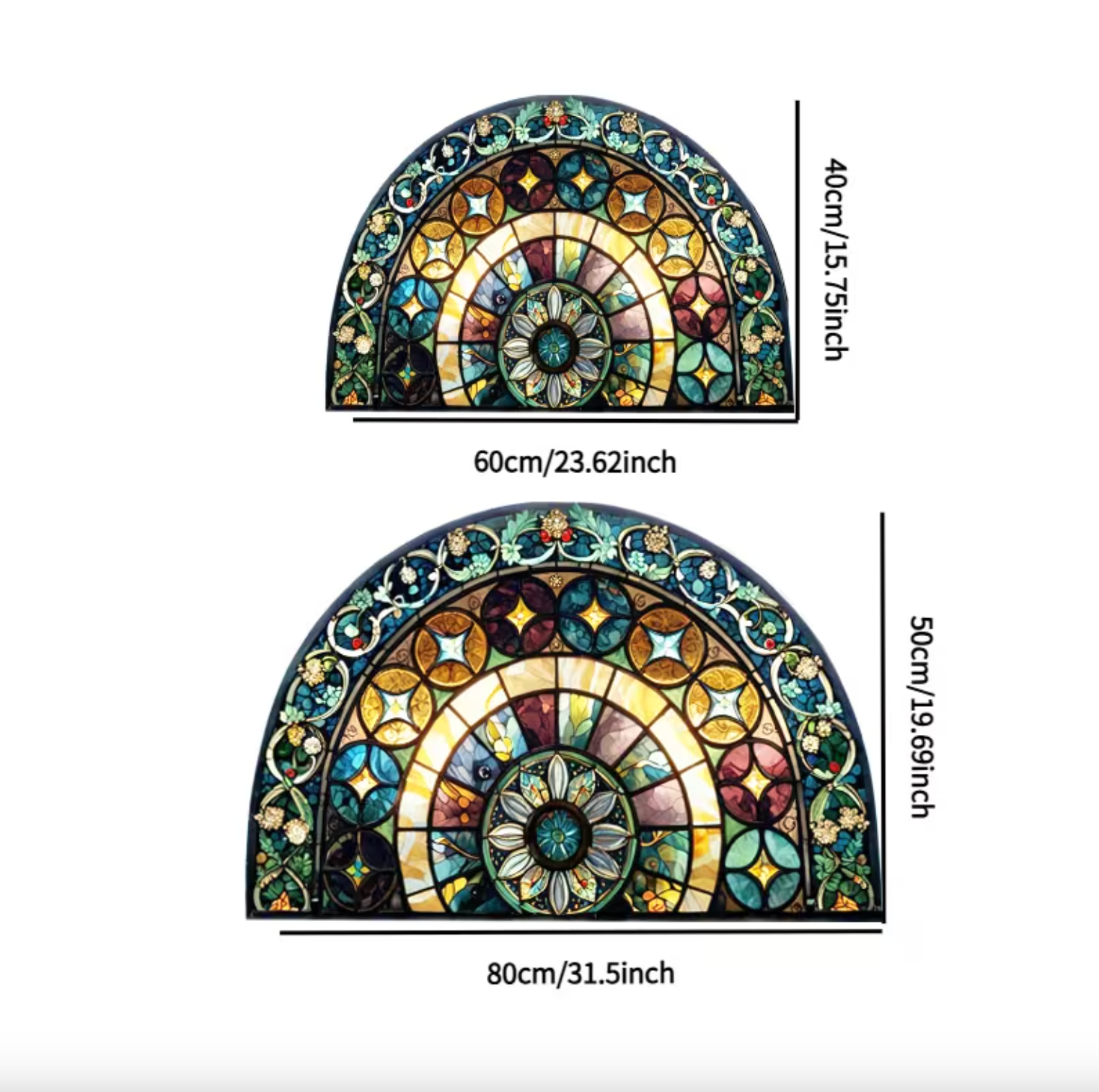 Stained Glass Print Half Round Doormat, 2 Sizes, view 9