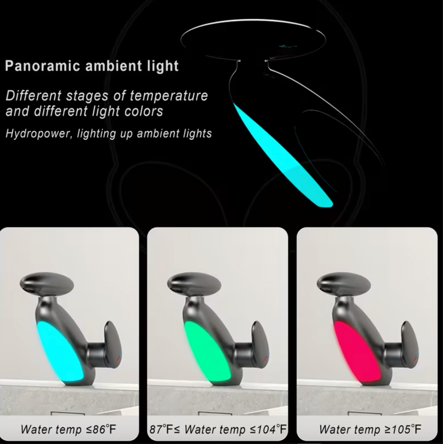 Pull Out Sink Faucet with Temperature Color Light, view 5