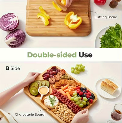 Bamboo Charcuterie Board with Lid and Handle, 6 Sections, view 4