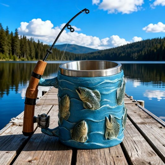 Fishing Rod Handle Mug with Stainless Steel Liner