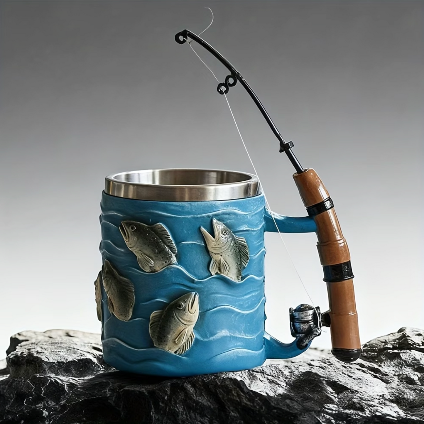 Fishing Rod Handle Mug with Stainless Steel Liner, view 3