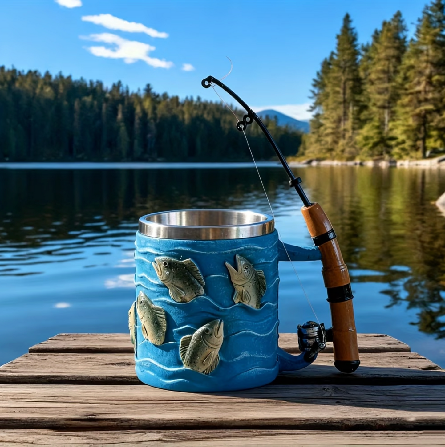 Fishing Rod Handle Mug with Stainless Steel Liner, view 5