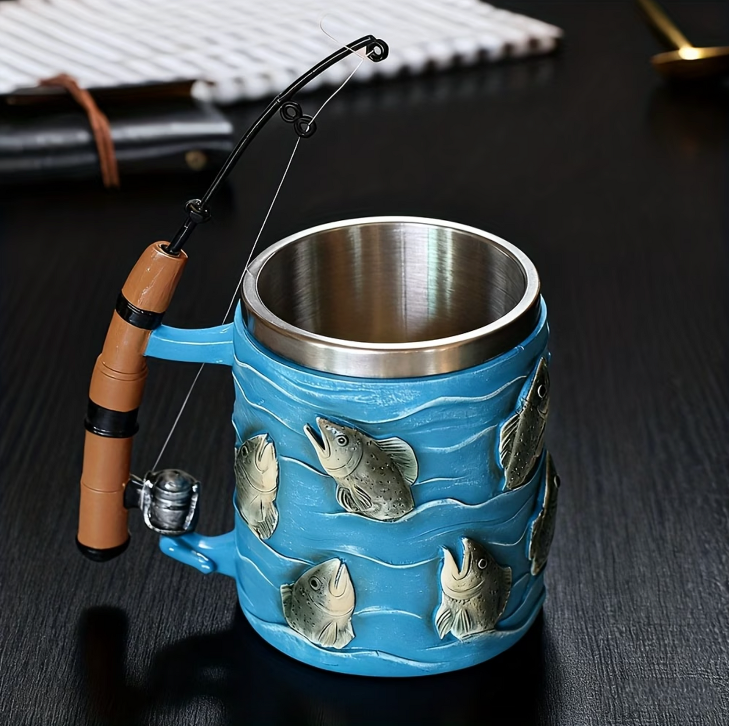 Fishing Rod Handle Mug with Stainless Steel Liner, view 6
