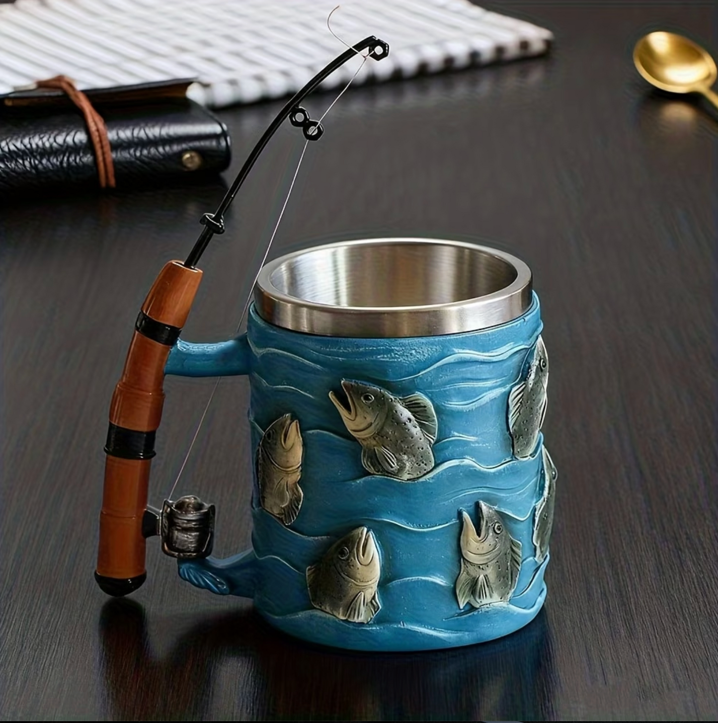 Fishing Rod Handle Mug with Stainless Steel Liner, view 4