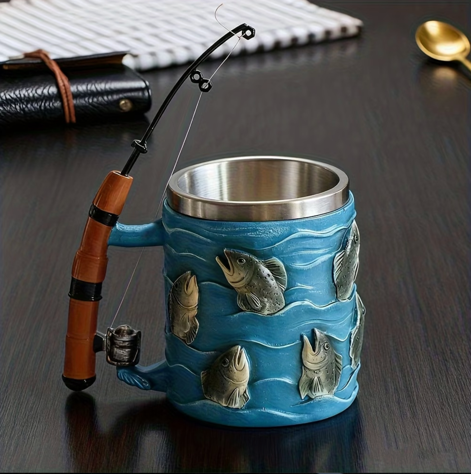 Fishing Rod Handle Mug with Stainless Steel Liner, view 4