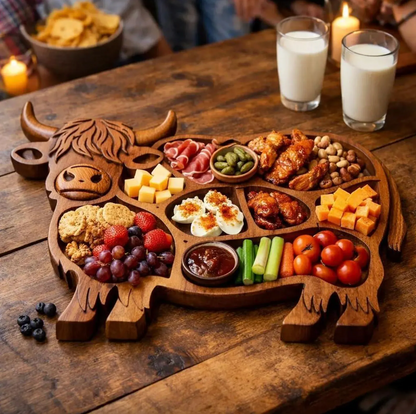 Carved Highland Cow Charcuterie Board in Solid Wood, view 3