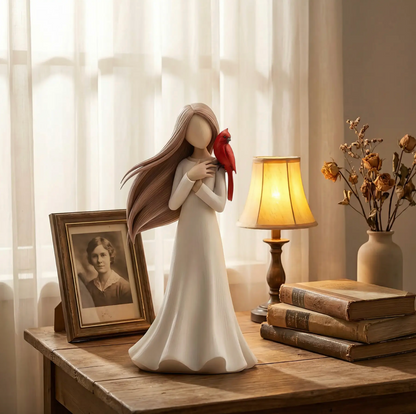 Cardinal Remembrance Figurine in Ivory and Red