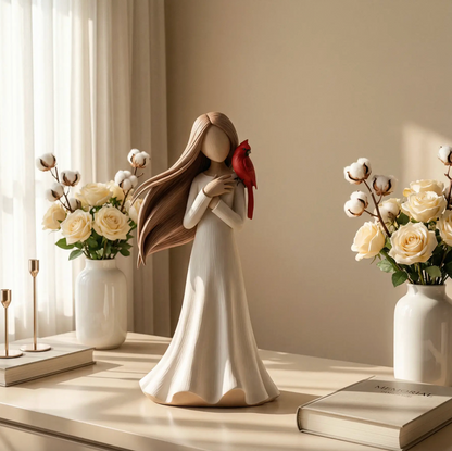Cardinal Remembrance Figurine in Ivory and Red, view 3