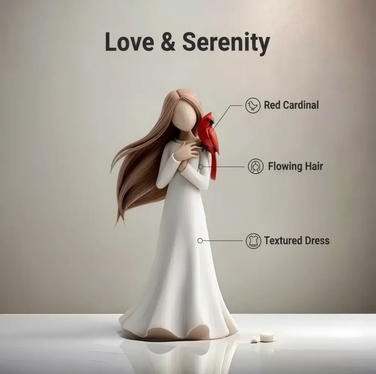Cardinal Remembrance Figurine in Ivory and Red, view 5