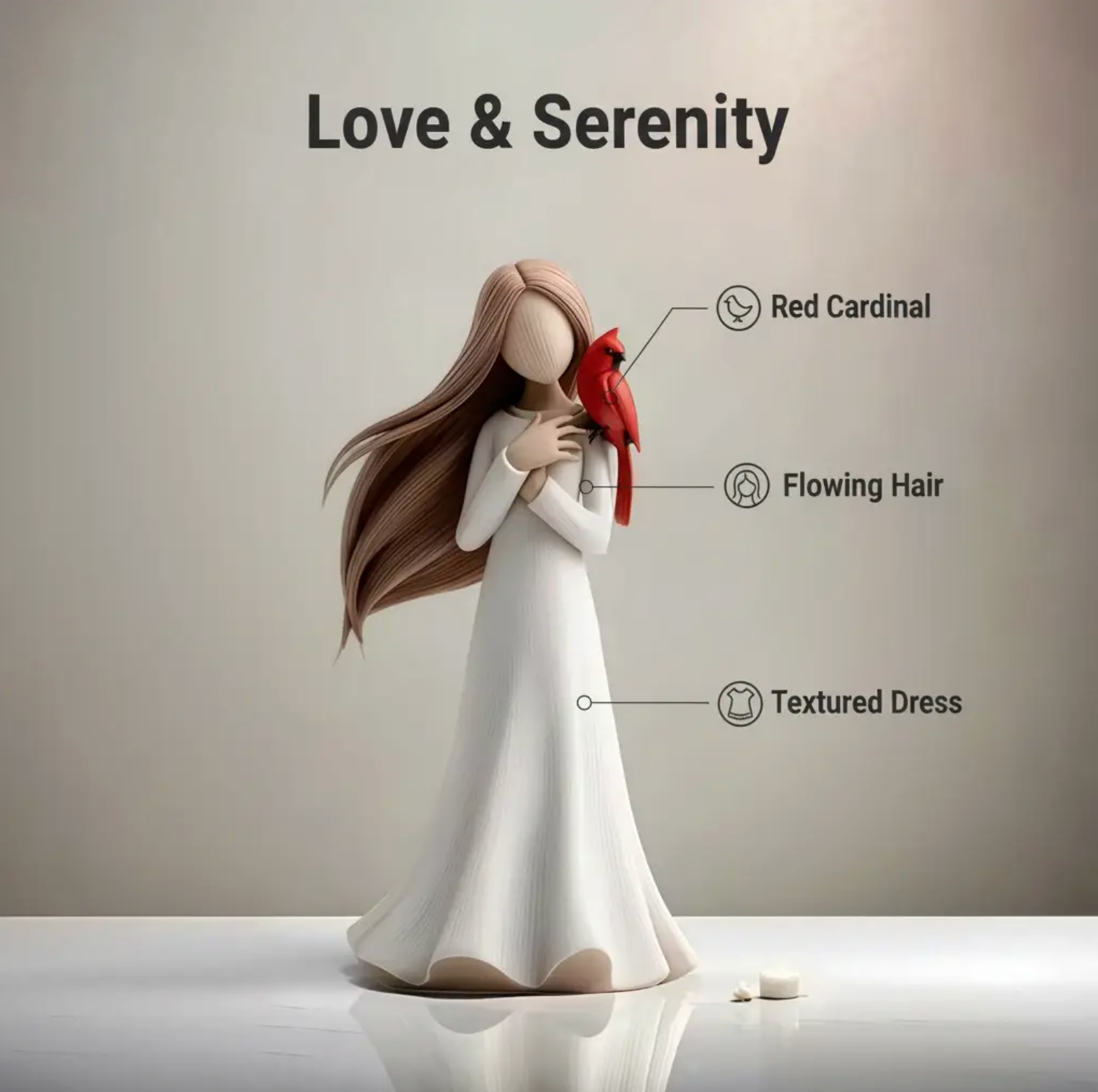 Cardinal Remembrance Figurine in Ivory and Red, view 5