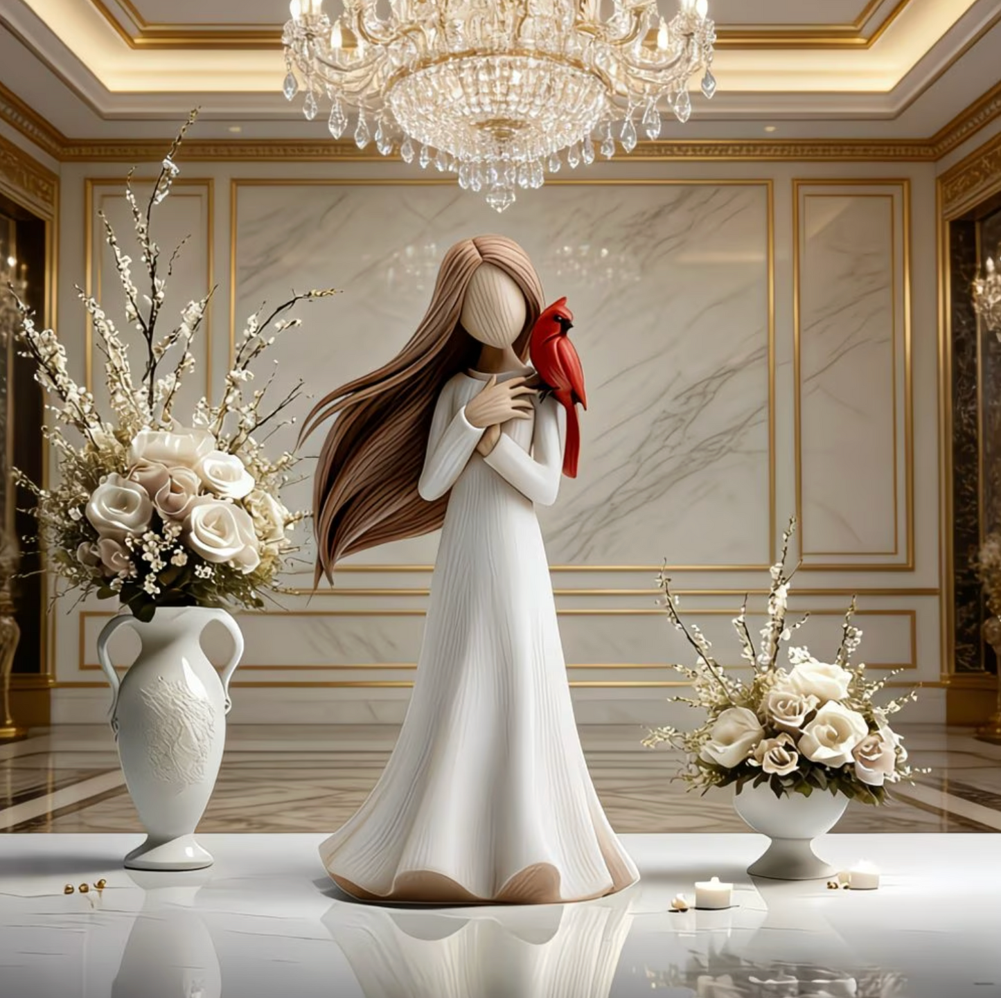 Cardinal Remembrance Figurine in Ivory and Red, view 10