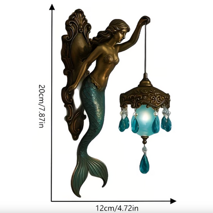 Mermaid Wall Sconce Lamp, Battery Powered Resin, view 12